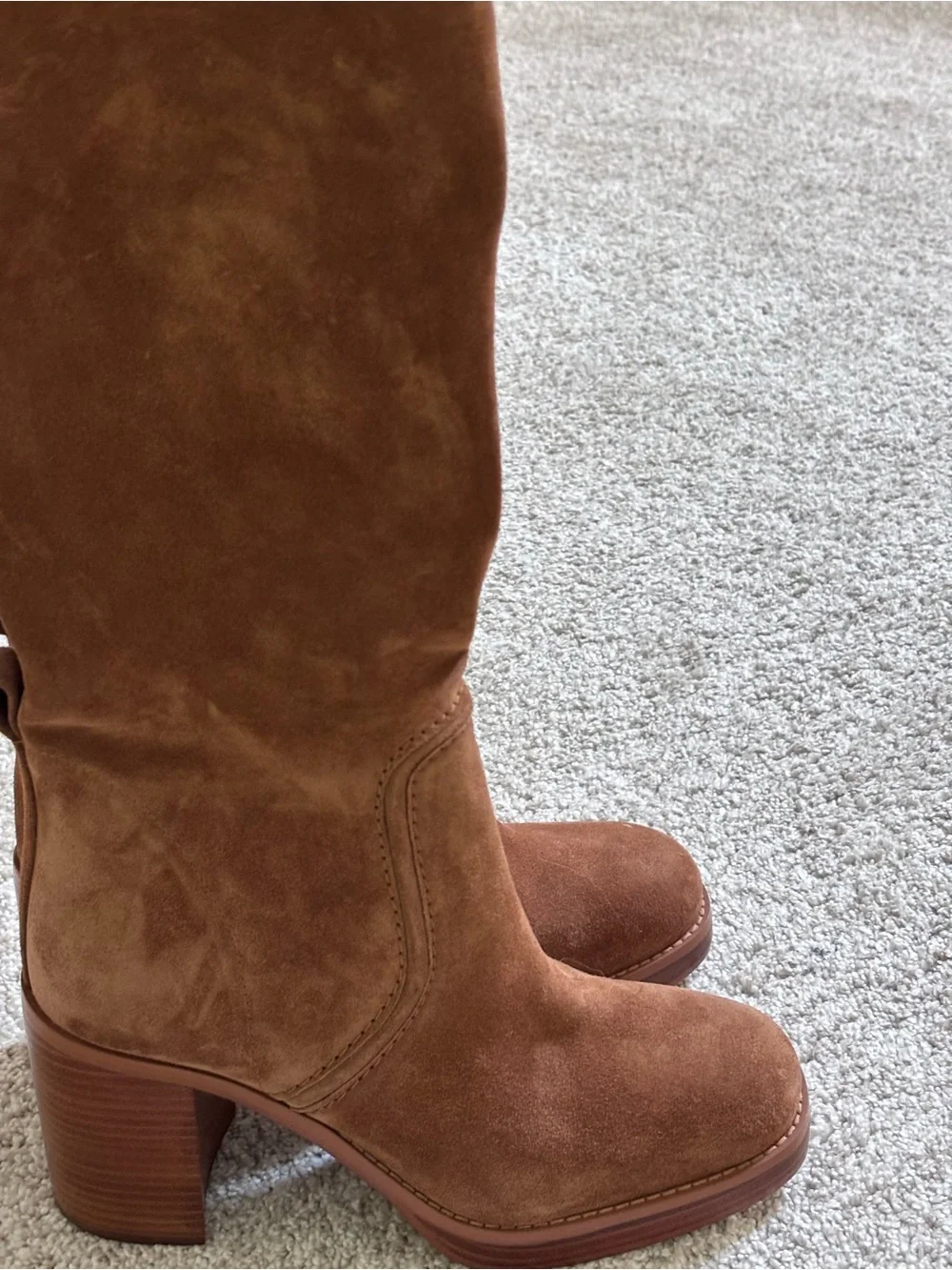 NEW - Michael Kors Chestnut Suede Mid-Calf Block Heel Boots - NEVER worn